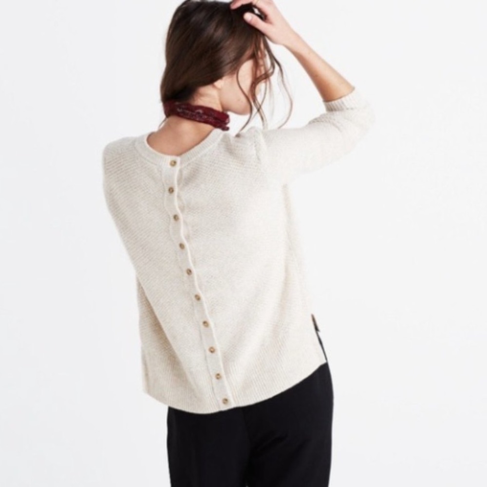 MADEWELL Backroad Button Back Sweater Oatmeal